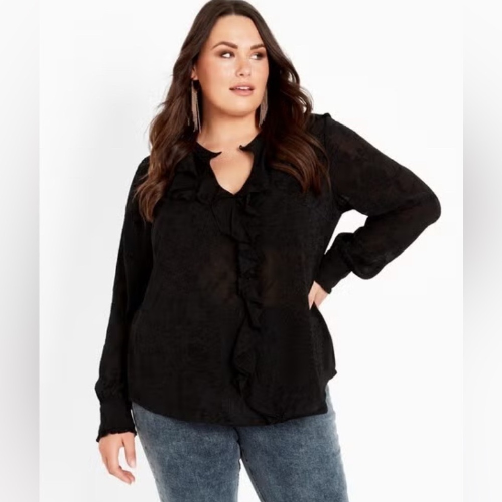 Avenue Blake ruffle floral burnout semi sheer Victorian goth blouse NWT XXL